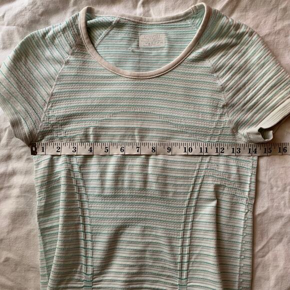 Athleta Green Striped T-Shirt Size XS - Picture 7 of 7